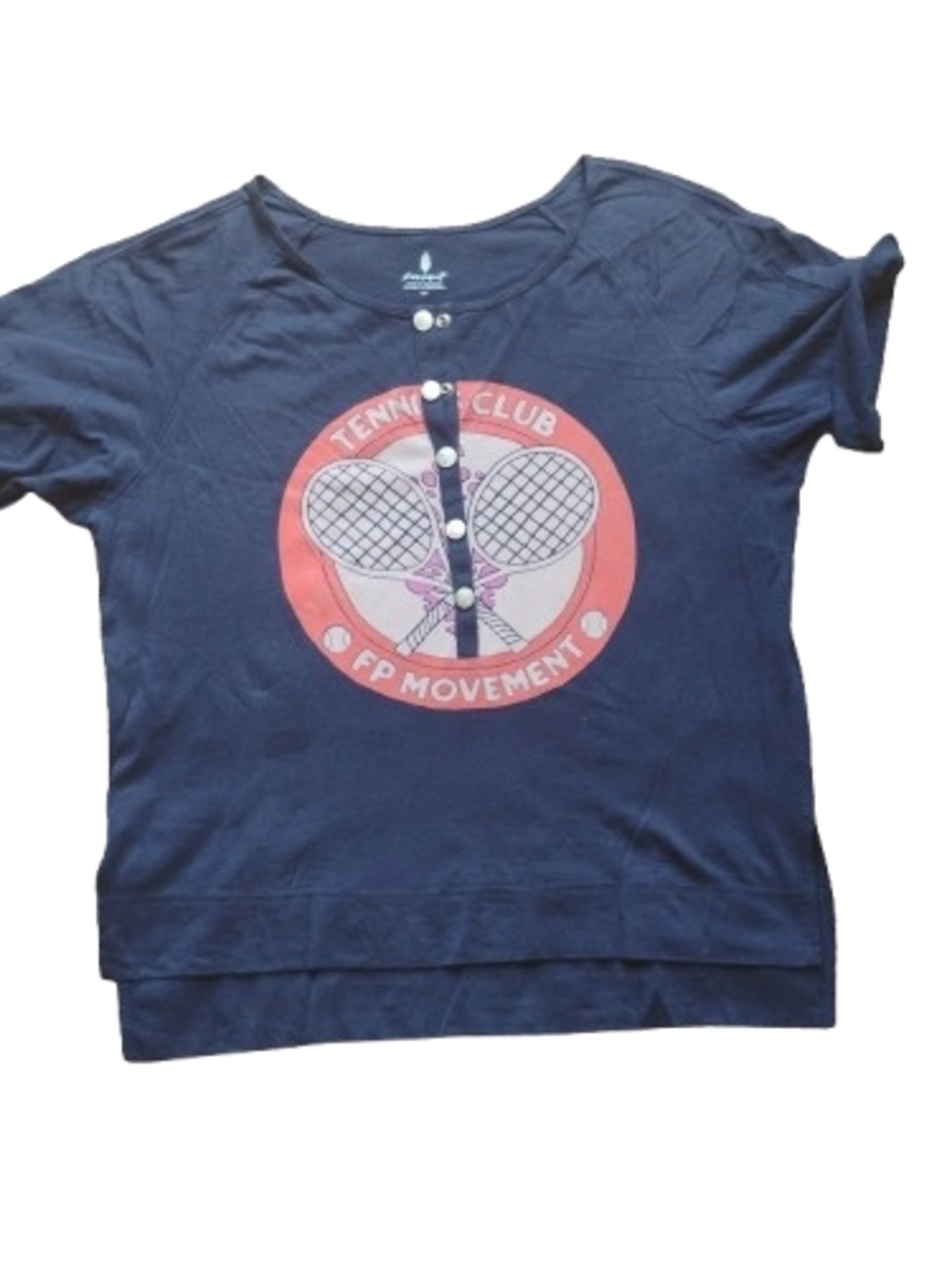 New without tags FP Movement Tennis Club Graphic Tee Small Navy Blue Snap Front